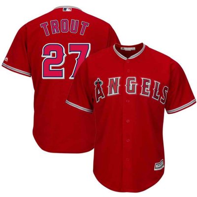 Men's Los Angeles Angels #27 Mike Trout  Red Cool Base Stitched MLB Jersey