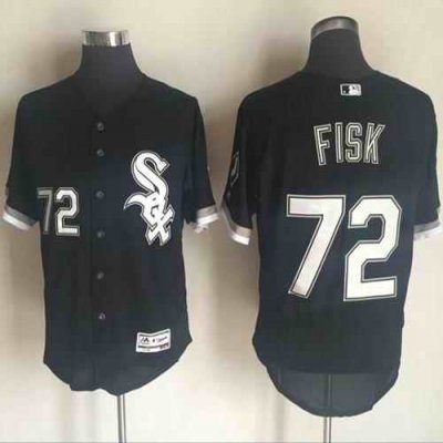 White Sox #72 Carlton Fisk Black Flexbase Authentic Collection Stitched MLB Jersey