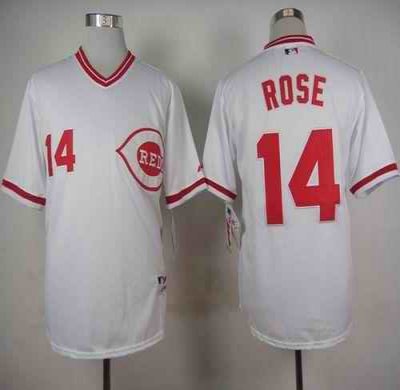 Reds #14 Pete Rose White 1990 Turn Back The Clock Stitched MLB Jersey