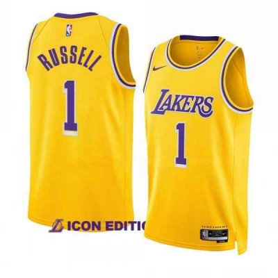 Men's Los Angeles Lakers #1 D'Angelo Russell Yellow Icon Edition Swingman Stitched Basketball Jersey