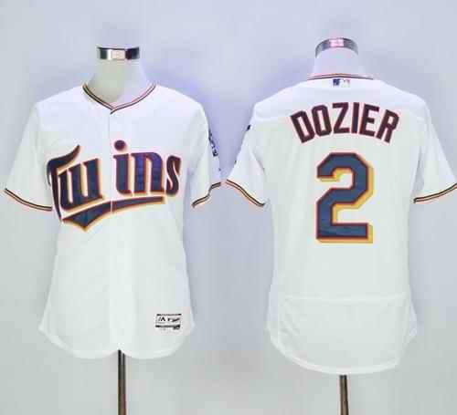 Twins #2 Brian Dozier White Flexbase Authentic Collection Stitched MLB Jersey