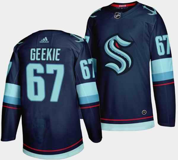 Men's Seattle Kraken #67 Morgan Geekie Navy Stitched Jersey