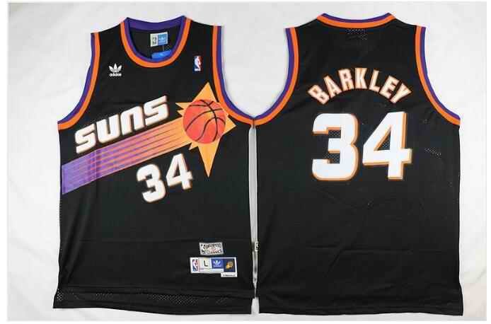 Men's Phoenix Suns #34 Charles Barkley Black Throwback Stitched Jersey