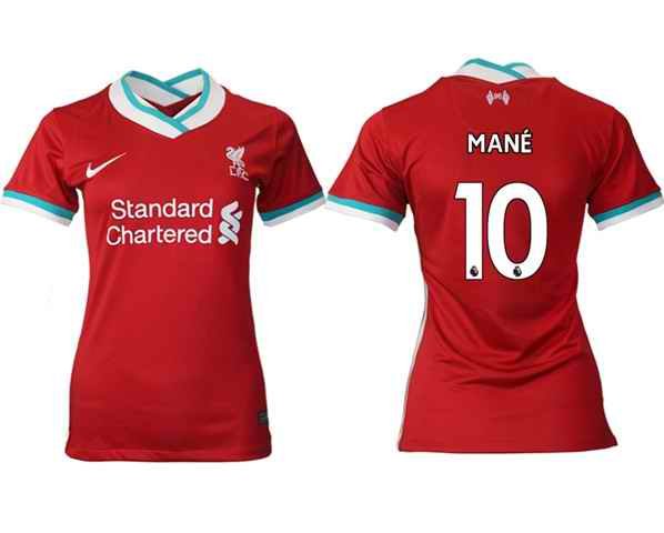 Women's Liverpool #10 Mane Red Home Soccer Club Jersey