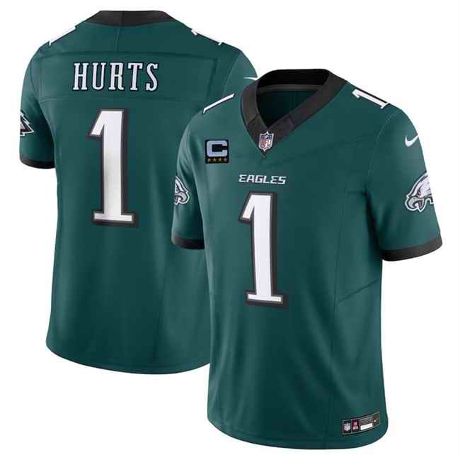 Men's Philadelphia Eagles #1 Jalen Hurts Green 2024 F.U.S.E With 4-Star C Patch Vapor Untouchable Limited Stitched Football Jersey