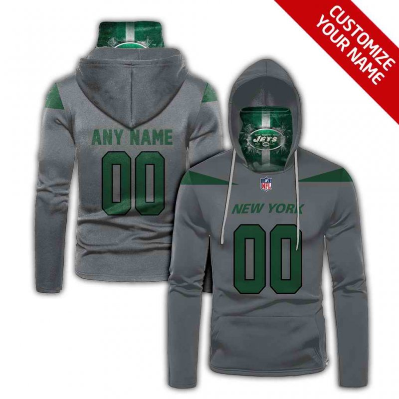 Men's New York Jets 2020 Grey Customize Hoodie Mask