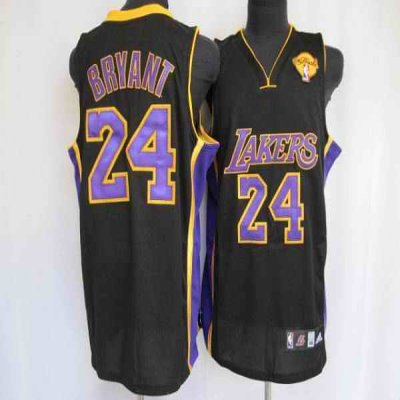 Lakers #24 Kobe Bryant Stitched Black Purple Number Final Patch NBA Jersey