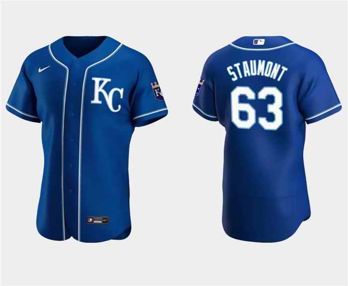 Men's Kansas City Royals #63 Josh Staumont Royal Flex Base Stitched MLB Jersey