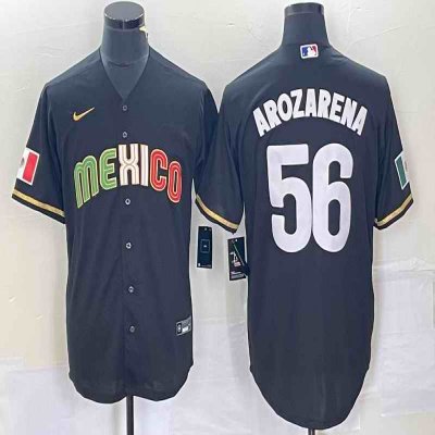 Men's Mexico Baseball #56 Randy Arozarena 2023 Black World Baseball Classic Stitched Jersey