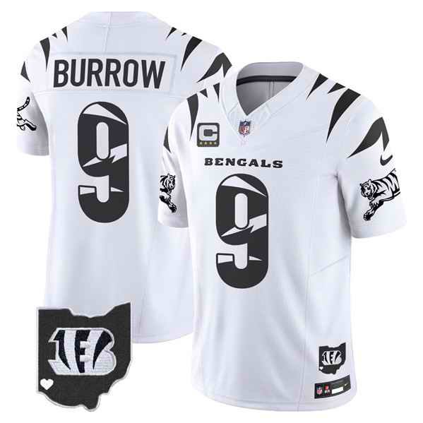 Men's Cincinnati Bengals #9 Joe Burrow White F.U.S.E. With 4-Star C Patch Special Vapor Untouchable Limited Stitched Football Jersey