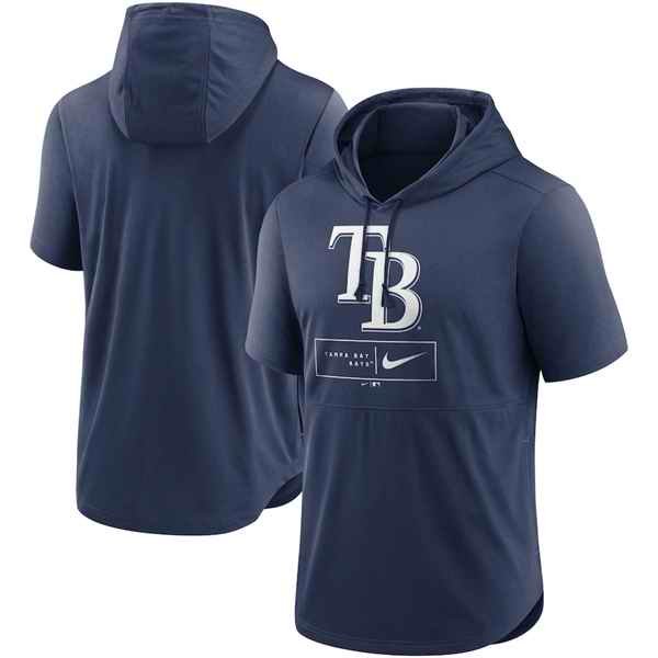 Men's Tampa Bay Rays Navy Short Sleeve Pullover Hoodie