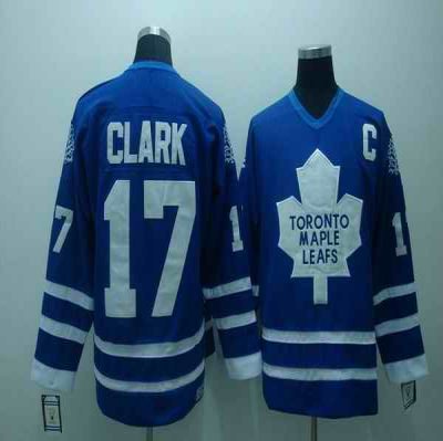 Maple Leafs #17 Wendel Clark Stitched Blue CCM Throwback NHL Jersey