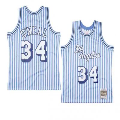 Men's Los Angeles Lakers #34 Shaquille O'Neal White 1996-97 Hardwood Classics Throwback Stitched Jersey