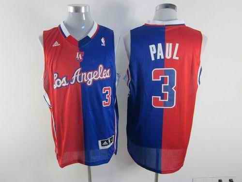 Clippers #3 Chris Paul Red/Blue Split Fashion Stitched NBA Jersey