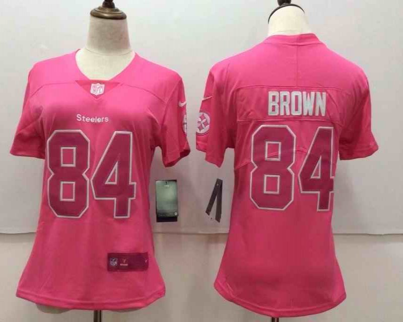 Women's Nike Pittsburgh Steelers #84 Antonio Brown Pink Stitched NFL Limited Rush Fashion Jersey