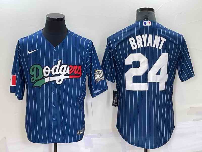 Men's Los Angeles Dodgers #24 Kobe Bryant Navy Mexico World Series Cool Base Stitched Baseball Jersey