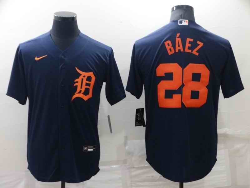 Men's Detroit Tigers #28 Javier B'ez Navy Cool Base Stitched Jersey