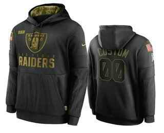 Men's  Las Vegas Raiders ACTIVE PLAYER Custom 2020 Black Salute To Service Sideline Performance Pullover Hoodie