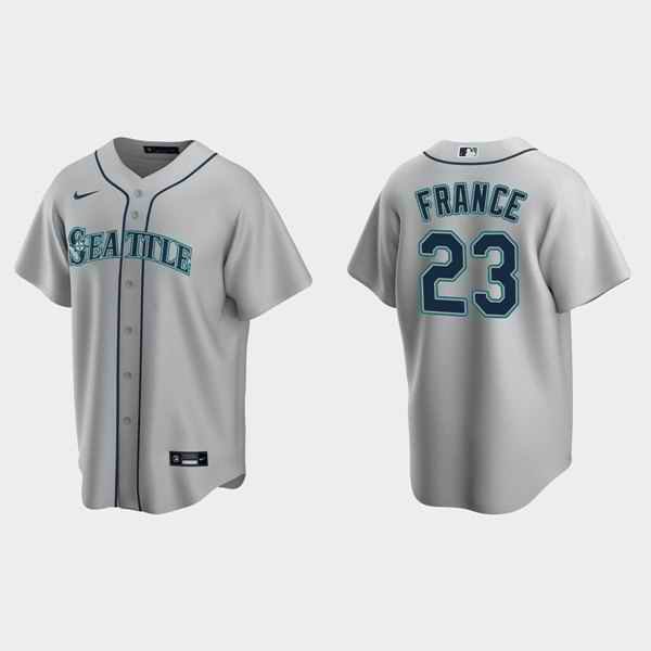 Men's Seattle Mariners #23 Ty France Gray Cool Base Stitched jersey