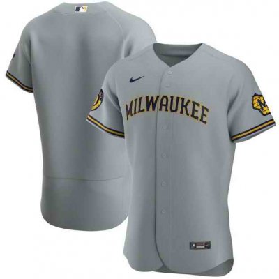 Men's Milwaukee Brewers Blank Grey Flex Base Stitched Jersey