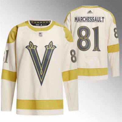 Men's Vegas Golden Knights #81 Jonathan Marchessault Cream 2024 Winter Classic Breakaway  Stitched Jersey