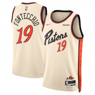 Men's Detroit Pistons #19 Simone Fontecchio Cream 2024/25 City Edition Stitched Basketball Jersey