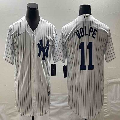 Men's New York Yankees #11 Anthony Volpe White Cool Base Stitched Baseball Jersey