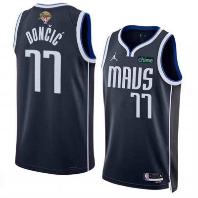 Men's Dallas Mavericks #77 Luka Doncic Navy 2024 Finals Statement Edition Stitched Basketball Jersey