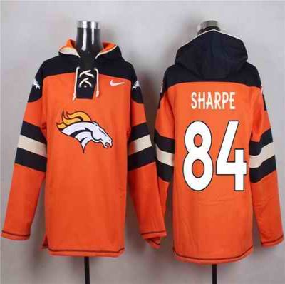 Nike Broncos #84 Shannon Sharpe Orange Player Pullover NFL Hoodie