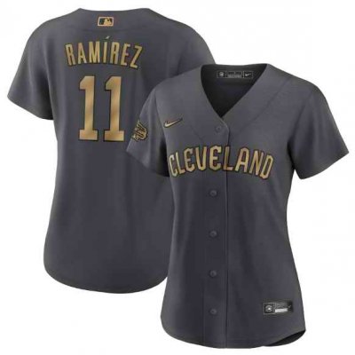 Women's Cleveland Guardians #11 Jos' Ram'rez 2022 All-Star Charcoal Stitched Baseball Jersey(Run Small)