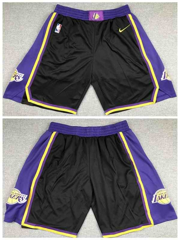 Men's Los Angeles Lakers Black and Purple Shorts (Run Small)