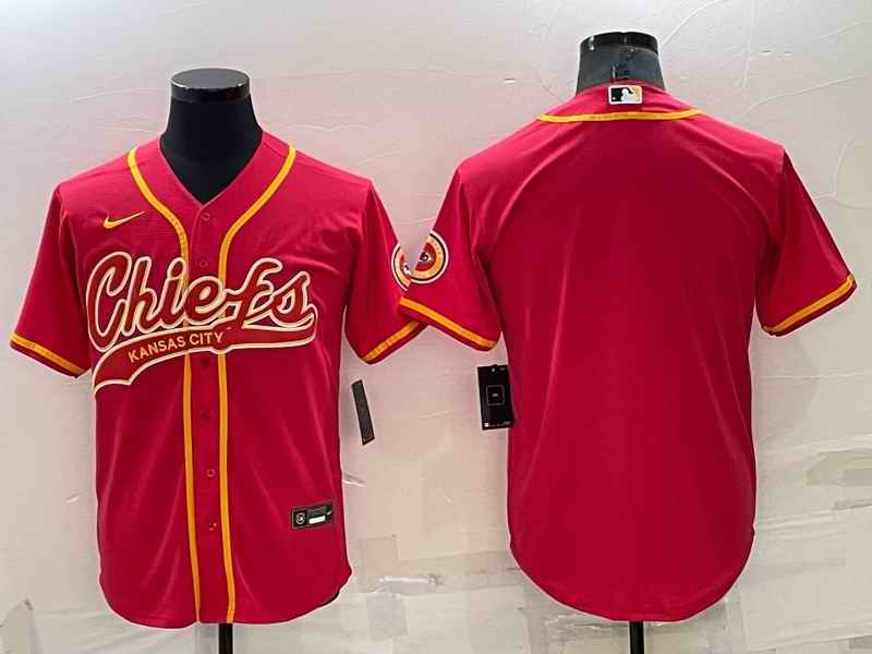 Men's Kansas City Chiefs Blank Red Cool Base Stitched Baseball Jersey