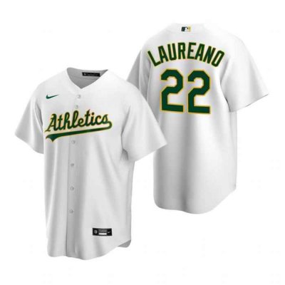 Men's Oakland Athletics #22 Ram'n Laureano White Cool Base Stitched Jersey