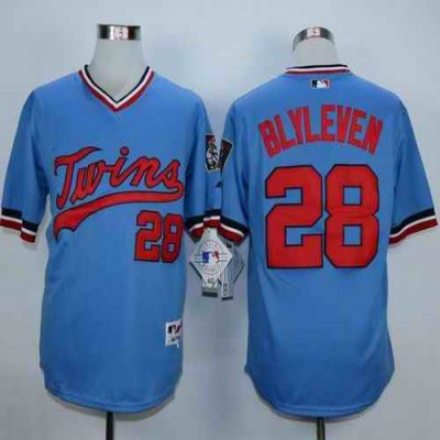 Twins #28 Bert Blyleven Light Blue 1984 Turn Back The Clock Stitched MLB Jersey