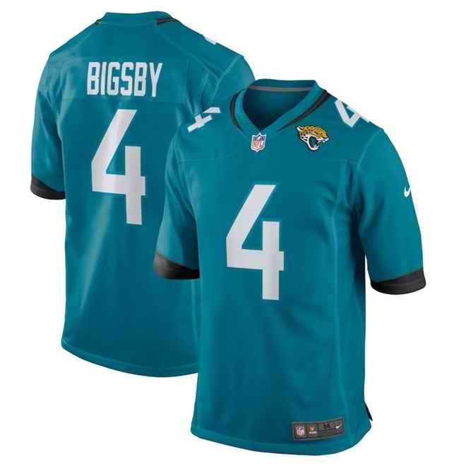 Men's Jacksonville Jaguars #4 Tank Bigsby Teal Stitched Game Jersey