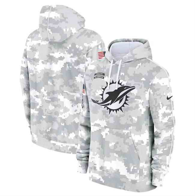 Men's Miami Dolphins 2024 Arctic Camo Salute to Service Club Fleece Pullover Hoodie