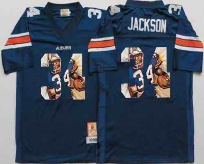 Tigers #34 Bo Jackson Blue Player Fashion Stitched NCAA Jersey