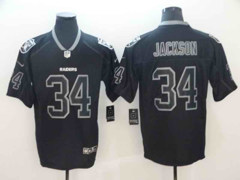 Men's Oakland Raiders #34 Bo Jackson 2018 Black Lights Out Color Rush Limited NFL Stitched Jersey