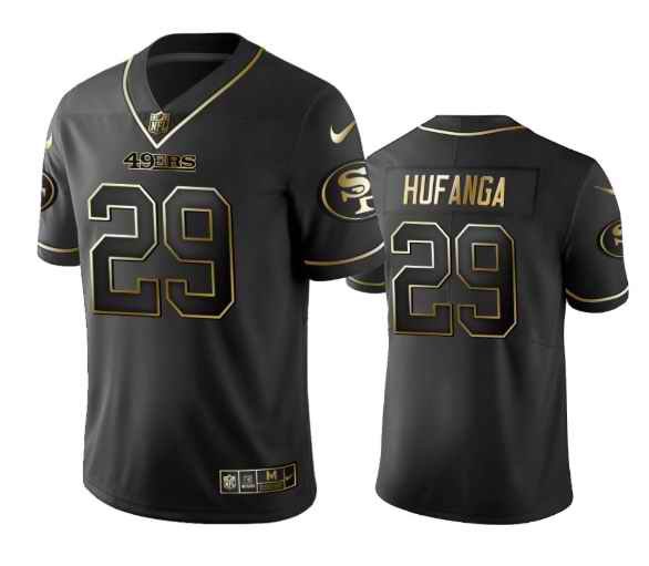 Men's San Francisco 49ers #29 Talanoa Hufanga Black Golden Edition Limited Stitched Jersey