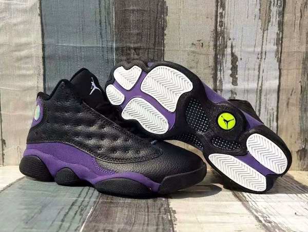 Men's Running Weapon Air Jordan 13 Black And Purple Shoes 030