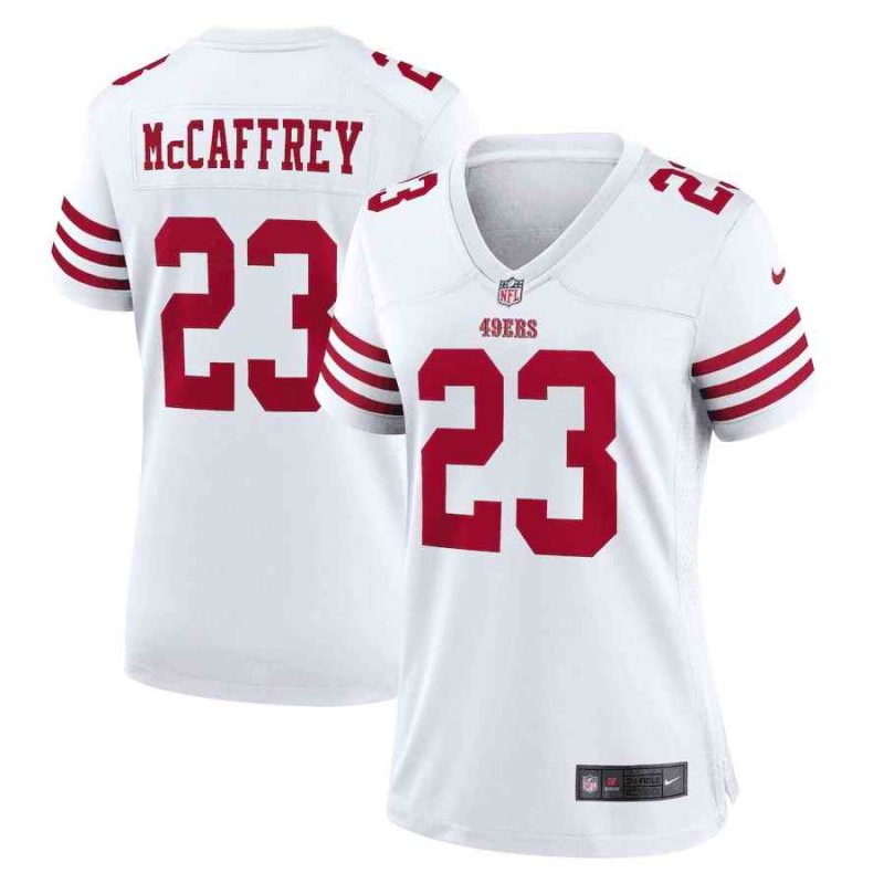 Women's San Francisco 49ers #23 Christian McCaffrey White Vapor Untouchable Stitched Jersey(Run Small)