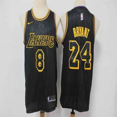 Men's Los Angeles Lakers Front #8 Back #24 Kobe Bryant Black Stitched Jersey