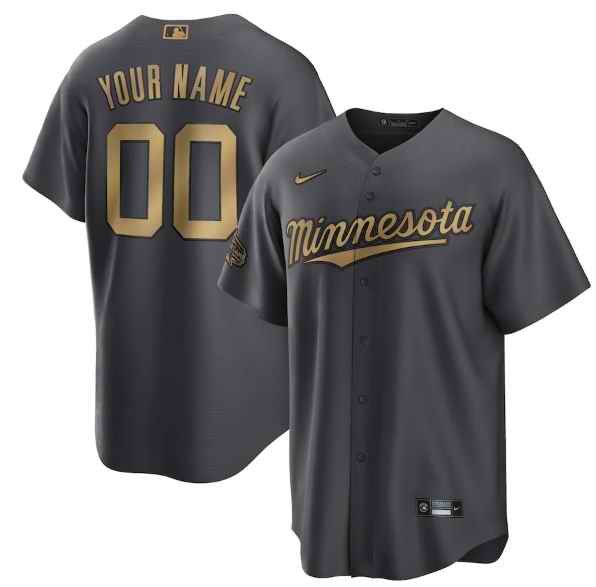 Men's Minnesota Twins Active Player Custom 2022 All-Star Charcoal Cool Base Stitched Baseball Jersey