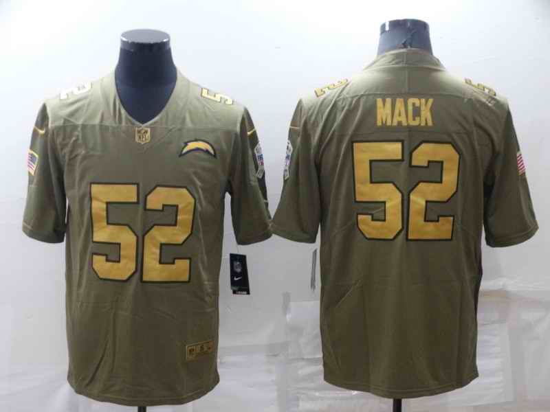 Men's Los Angeles Chargers #52 Khalil Mack Olive/Gold Salute To Service Limited Stitched Jersey