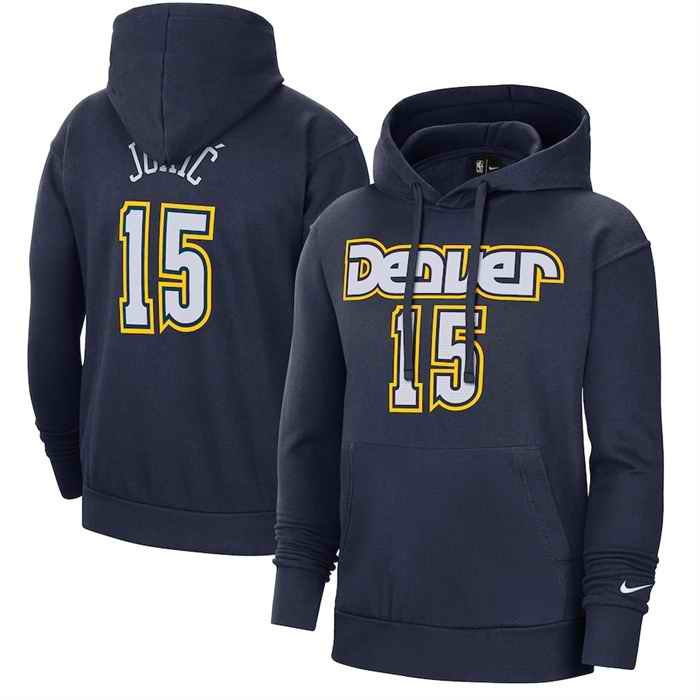 Men's Denver Nuggets #15 Nikola Jokic Navy 2021/22 City Edition Name & Number  Essential Pullover Hoodie