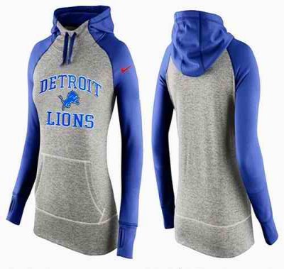 Women's Nike Detroit Lions Performance Hoodie Grey & Blue_2