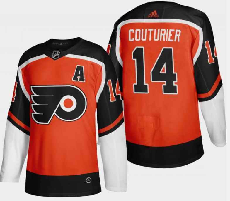 Men's Philadelphia Flyers #14 Sean Couturier Orange Reverse Retro Stitched Jersey