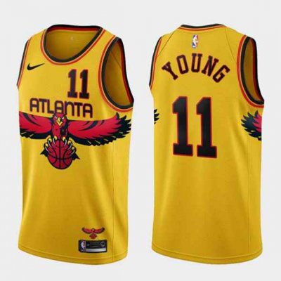 Youth Atlanta Hawks #11 Trae Young 2021 Gold City Edition Stitched NBA Jersey