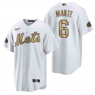 Men's New York Mets #6 Starling Marte 2022 All-Star White Cool Base Stitched Baseball Jersey