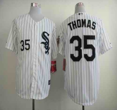 White Sox #35 Frank Thomas White w75th Anniversary Commemorative Patch Stitched MLB Jersey